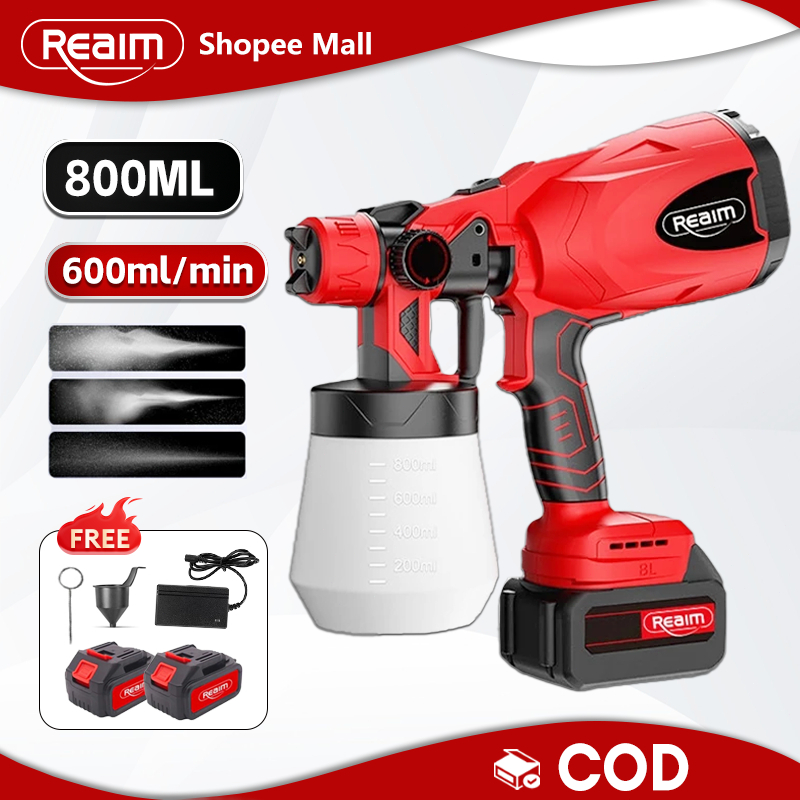 REAIM Spraygun Cat Semprot Alat Cat Semprot Cordless Electric Spray Gun Pistol Semprot Listrik Kompr