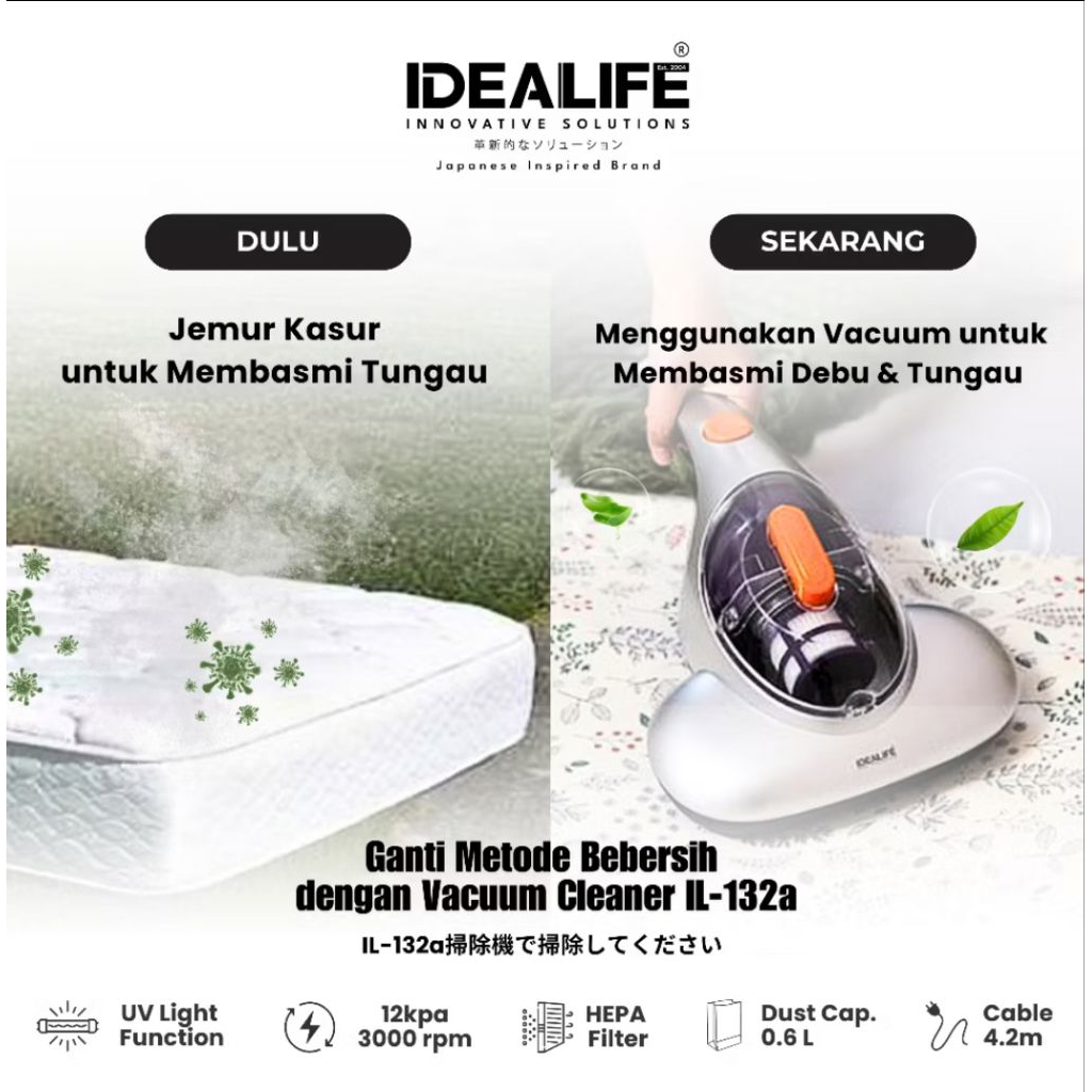 Idealife Dust UV Mite Vacuum Cleaner Kasur Tungau