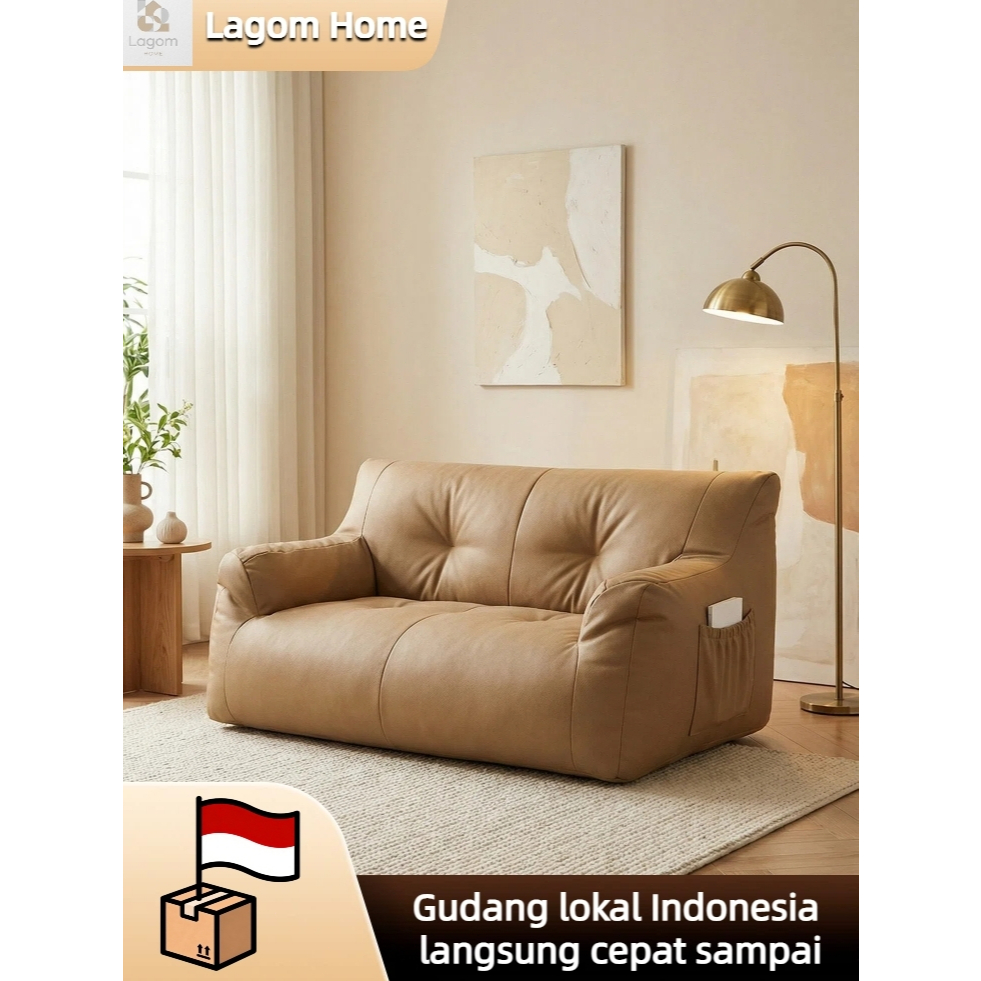 Sofa Bean Bag Jumbo 2 Seater Kulit Sintetis Waterproof - Sofa Santai Anti Air untuk Ruang Tamu Minim