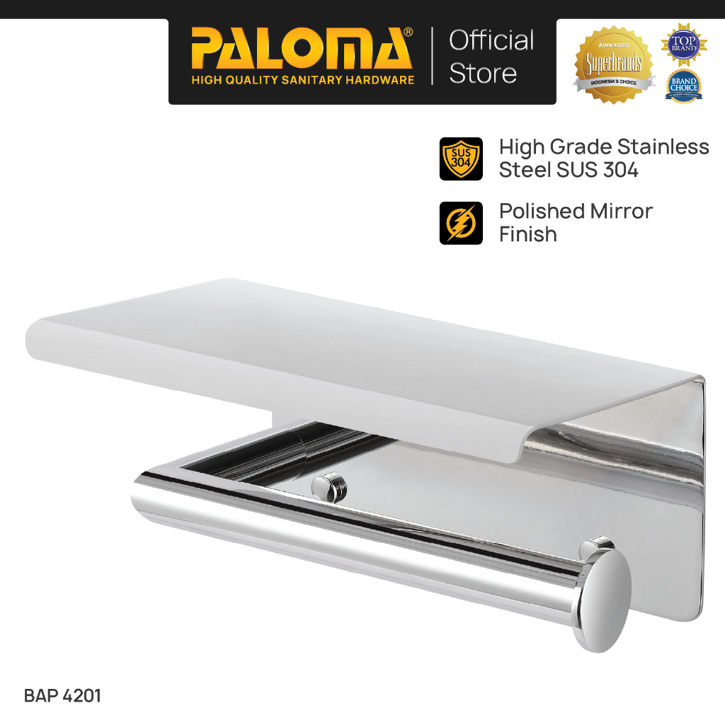 PALOMA BAP 4201 Tempat Tissue Toilet Holder Tisu Gulung Roll Kamar Mandi Wall Dinding Stainless Stee