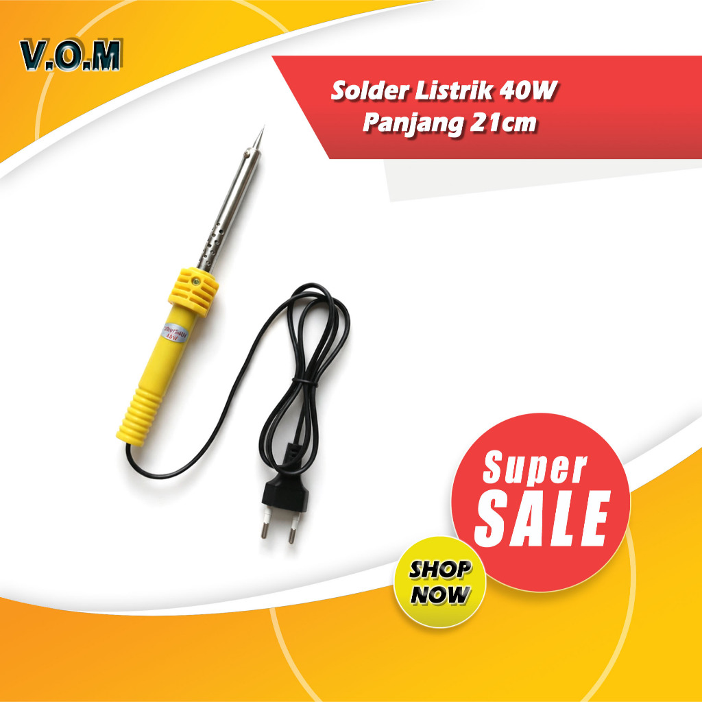 Solder Listrik 40W Panjang 21cm | Solder Timah Elektrik Ujung Tajam | Gagang Plastik / Kayu A288
