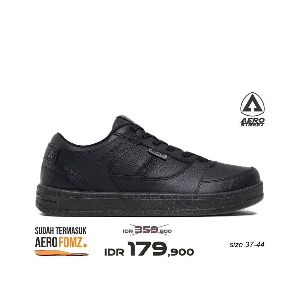 Rijek Sale - Sepatu Aerostreet Hoops 2.0 Low Full Black Original