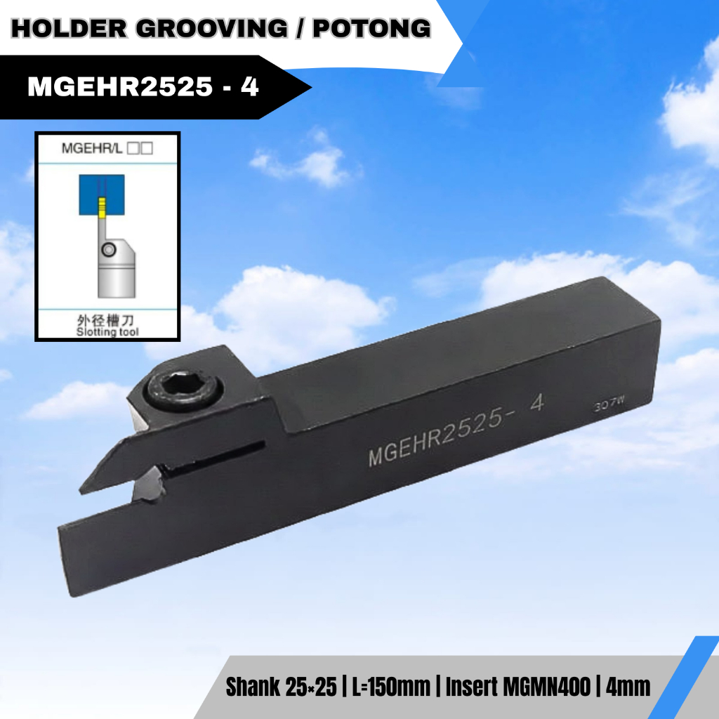 Holder Bubut Grooving MGEHR2525-4 CNC Pahat Potong Insert MGMN400