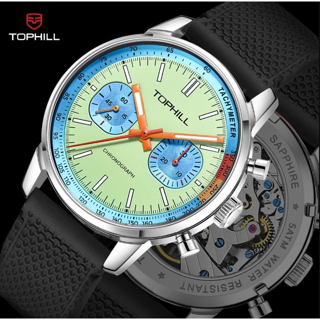 TOPHILL 1963 Panda Chronograph Sapphire Mesin Seagull ST1901