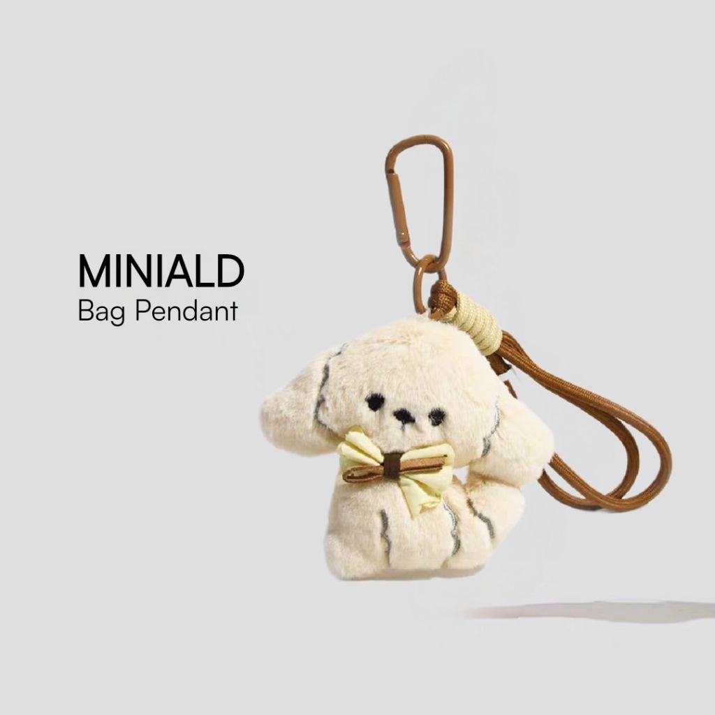 MDESIGN Cute Bichon Frise Plush Toy Bag Charm Couple Backpack Charm High-End Car Keychain