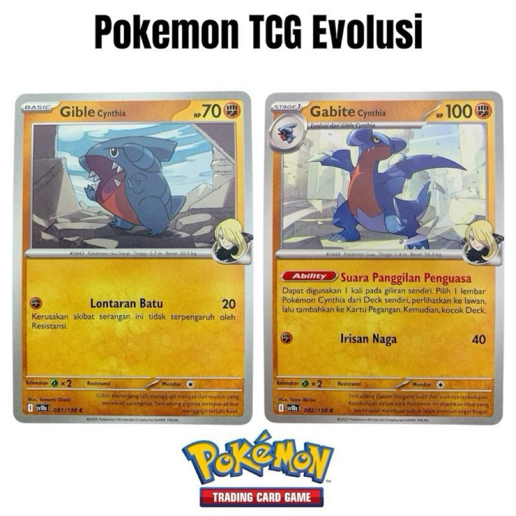 Gible Cynthia evolin Gabite Cynthia (sv10s 081&082/138) ~ Kehadiran Juara - Pokemon TCG Indo