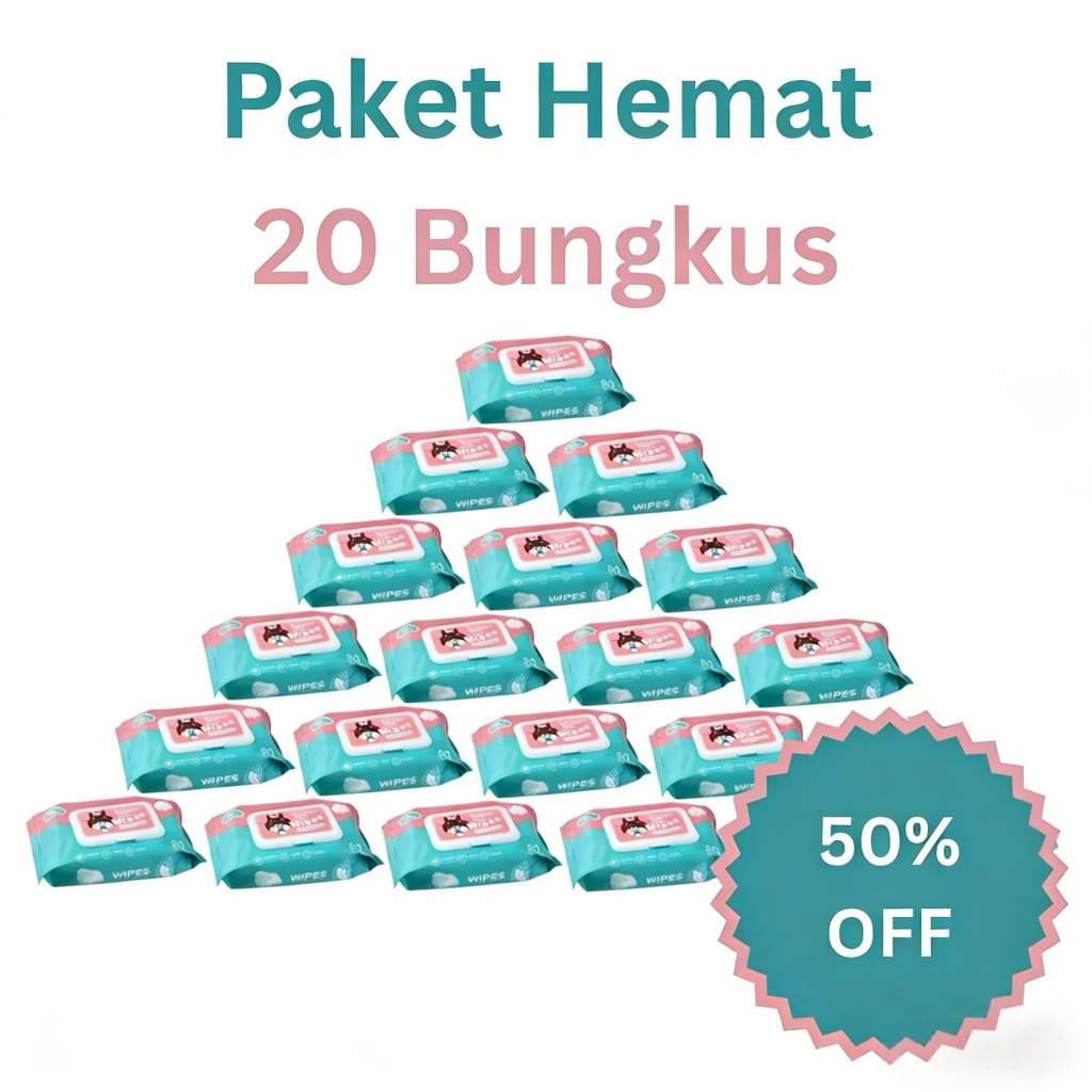 80 Lembar Tisu Basah Bayi - Tanpa Parfum, Aman untuk Bayi, Harga Terjangkau, Tisu Basah Baby