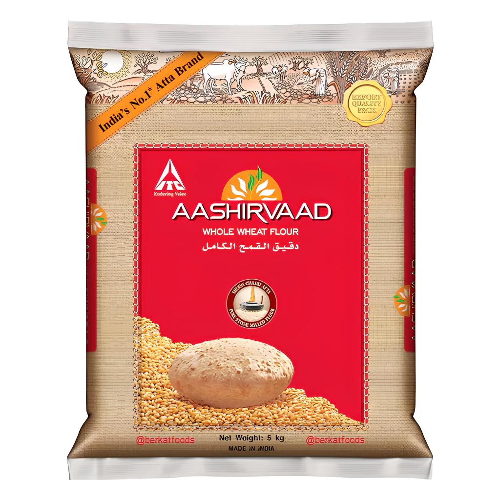 Chakki Atta Aashirvaad India 5Kg / Whole Wheat Flour / Tepung Gandum Import 5 kg
