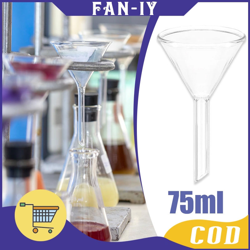 75mm Corong Kaca Penyaring Tahan Panas Corong Kaca Laboratorium Corong Gelas Percobaan Kimia