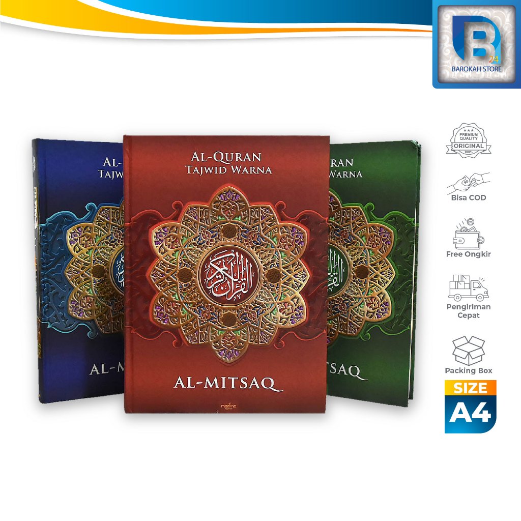 Bisa COD - Al Quran A4 Al Mitsaq Tajwid Warna - Al Quran Tajwid Warna Besar - Al Quran Non Terjemah
