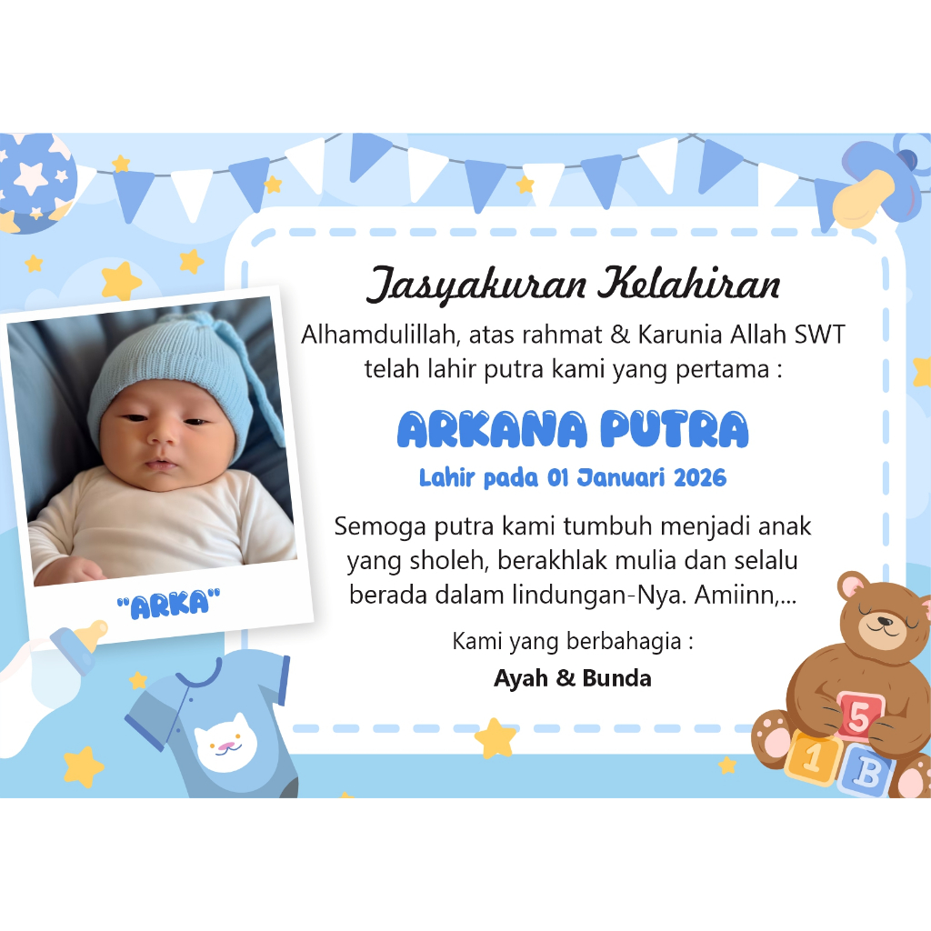 Cetak Sticker Tasyakuran Kelahiran / Stiker Kelahiran Glossy