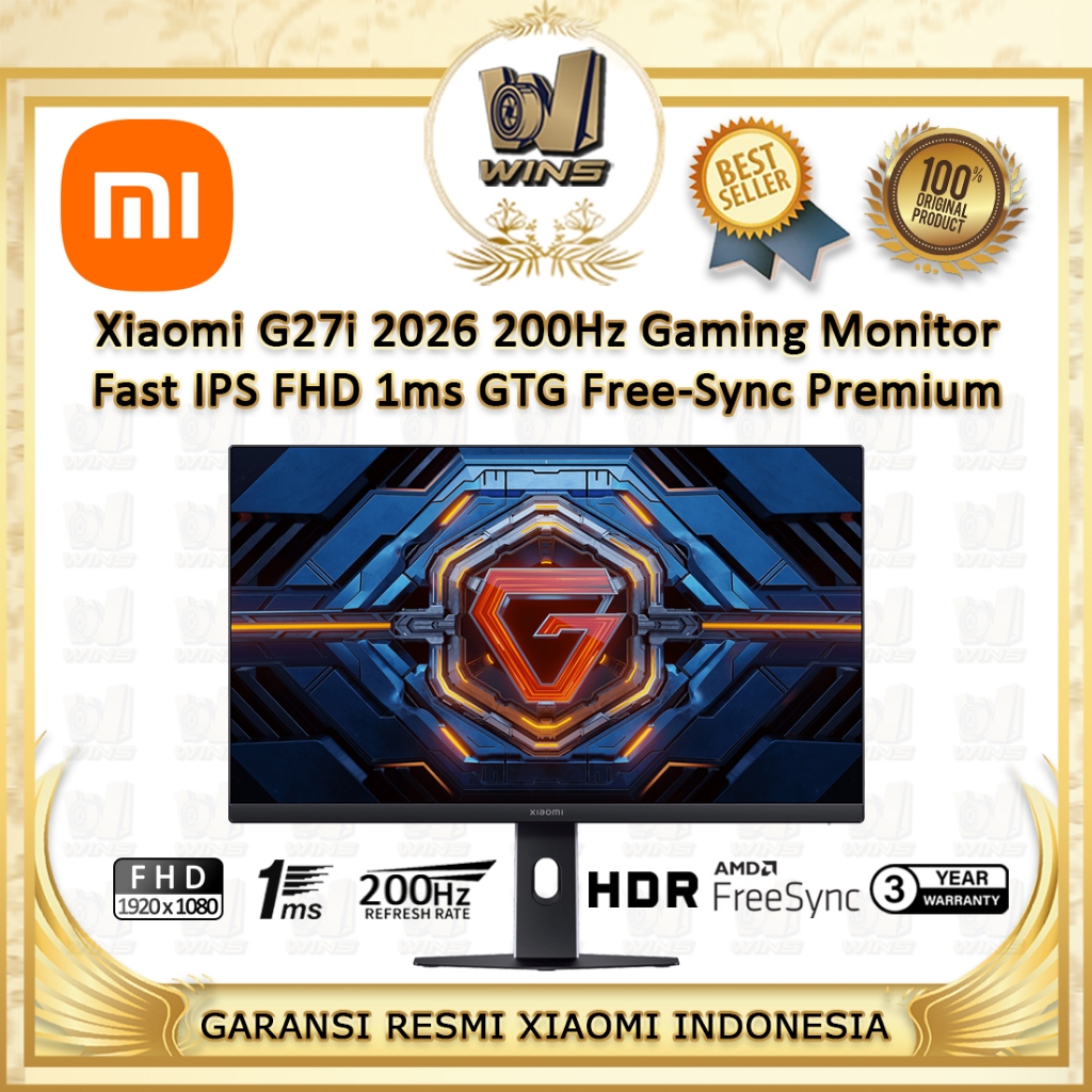 Xiaomi G27i 2026 200 Hz Monitor Gaming 200Hz Fast IPS FHD 1ms GTG FreeSync Premium Garansi Resmi Ind