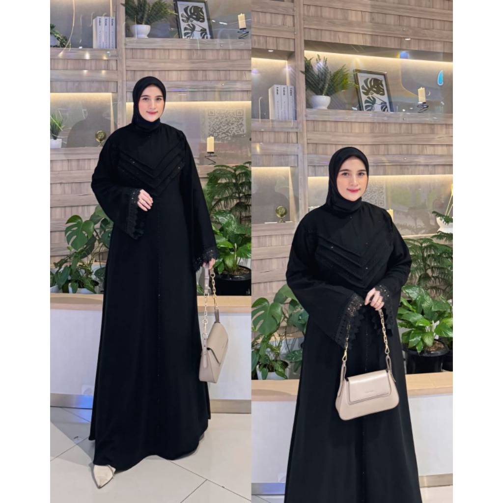 ABAYA JETBALCK SWAROSKI V MIX RENDA TANGAN