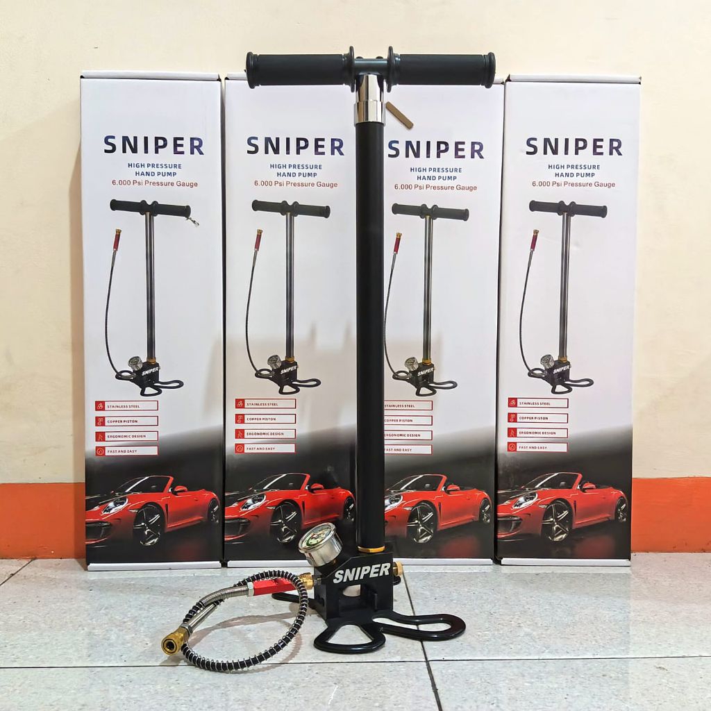 Pompa PCP 6000psi 4 stage, Pompa PCP Sniper 6000psi 4 Stage QD, Pompa PCP Sniper Kaki Lipat, Pompa U