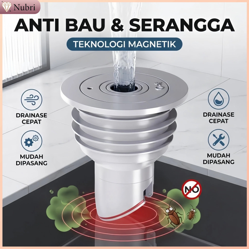Nubri COD Alat Anti Bau & Serangga Lubang Pipa | Floor Drain Core Magnetik | Penutup Saluran Air Kam