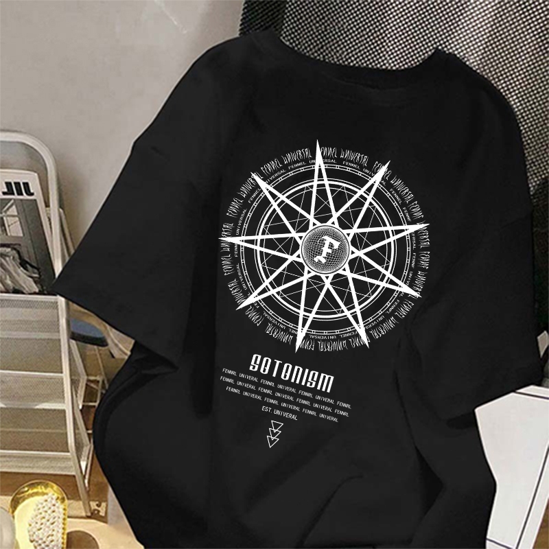 Everyday Pria Retro compass pattern men's oversized t-shirt| T-Shirt 100% Cotton|Latest men's tops|m