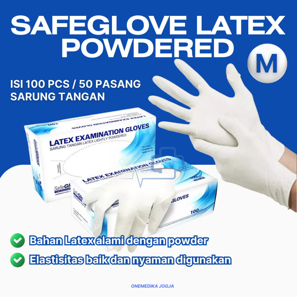 SAFEGLOVE Sarung Tangan M Handscoon Latex M Putih Powdered