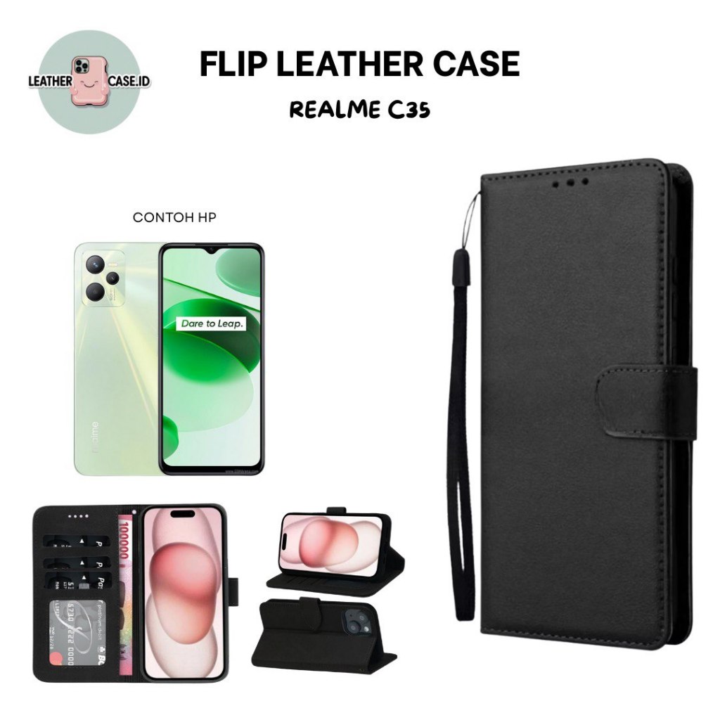 Flip Case Dompet Kulit Realme C35 / Wallet Leather Cover Magnet / Casing HP Stand Slot Kartu