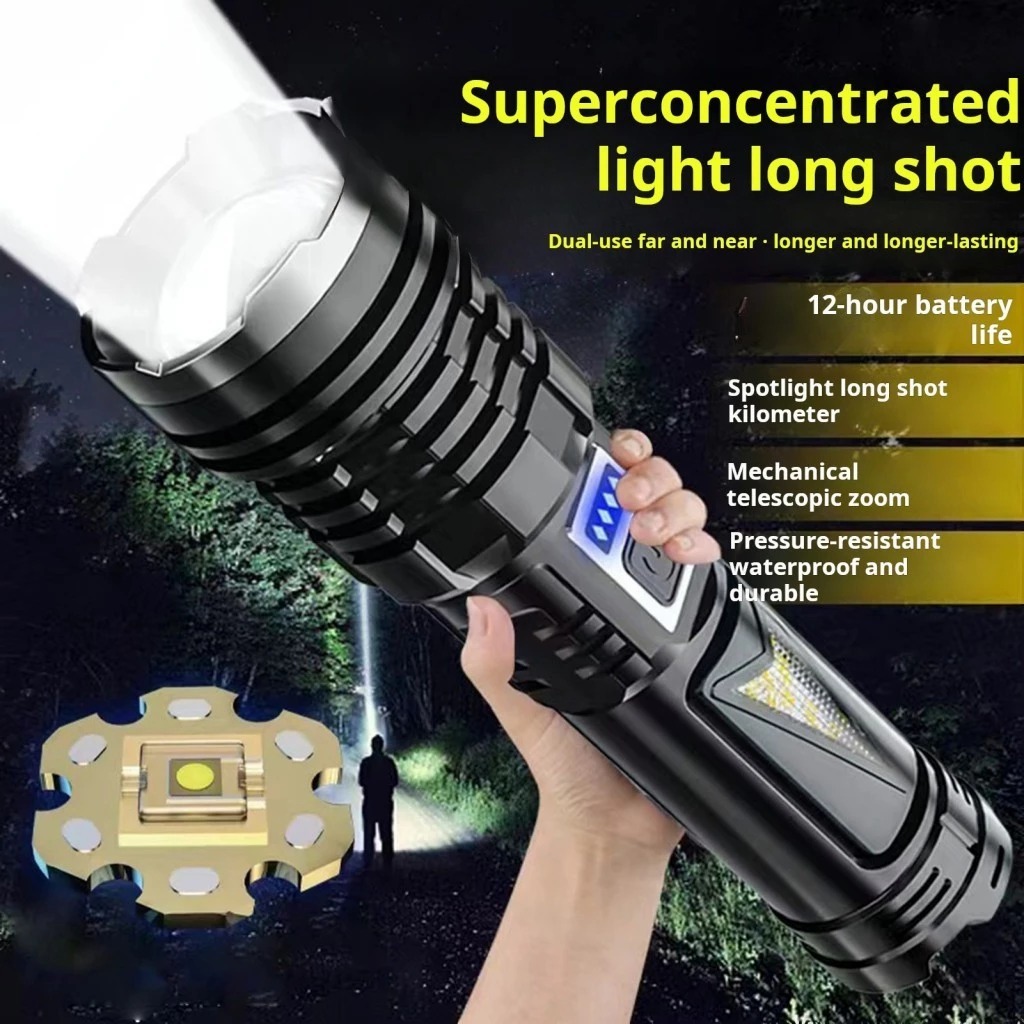 Senter LED Super Terang Berdaya Tinggi Jarak Jauh Anti Air Senter LED 20000 Lumens Original USB C