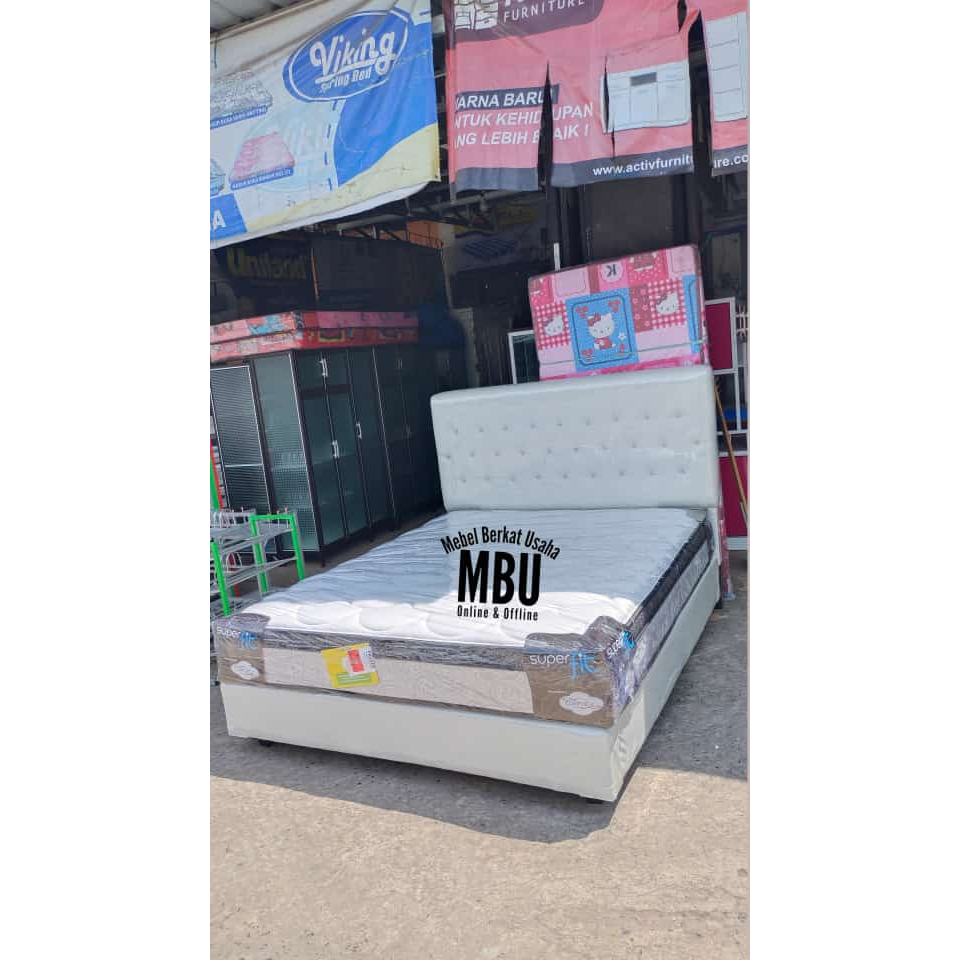 Set Dipan + Kasur Springbed Superfit Comforta Neo Silver Tebal 27 cm