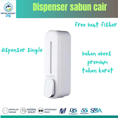 Dispenser Sabun Cair Dinding Bano Putih / Tempat Sabun Cair Tempel Kamar Mandi - Putih