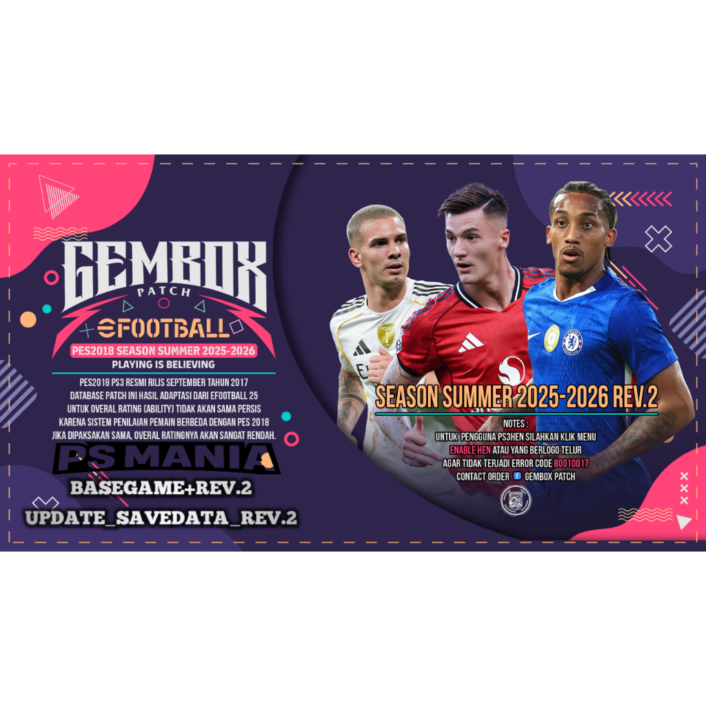 PES 2026 |. GEMBOX PATCH 2026 GAME PS3