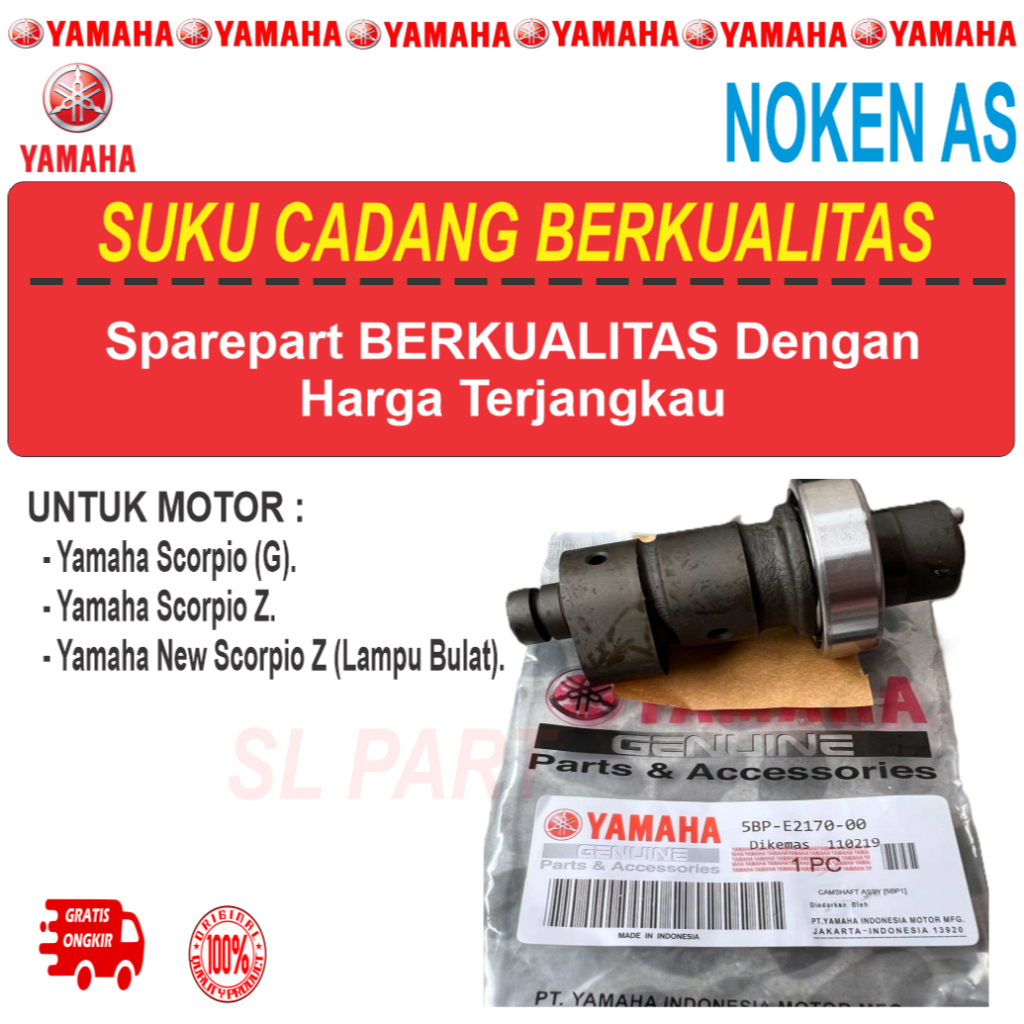 Noken As Scorpio Z Scorpio G New Scorpio Z Lampu Bulat Camshaft Assy 5BP-E2170-00 Yamaha Berkualitas