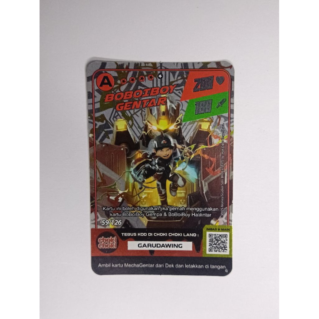 Boboiboy Monsta Galaxy - Card Boboiboy Gentar Choki Choki