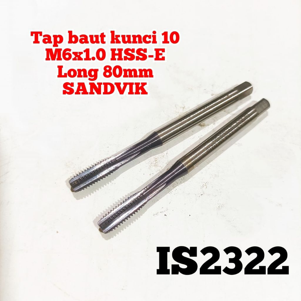 IS2322 1pcs tap m6x1.0 HSS E SANDVIK n OSG long 80mm tap baut kunci 10 bukan baut 12 bukan Mata bor 