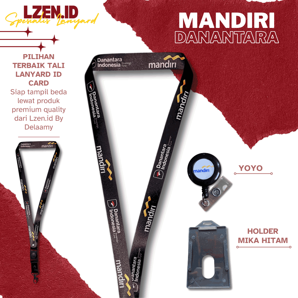 LANYARD / TALI ID CARD MANDIRI DANANTARA HITAM TERBARU | GANTUNGAN TALI ID CARD MANDIRI DANANTARA HI