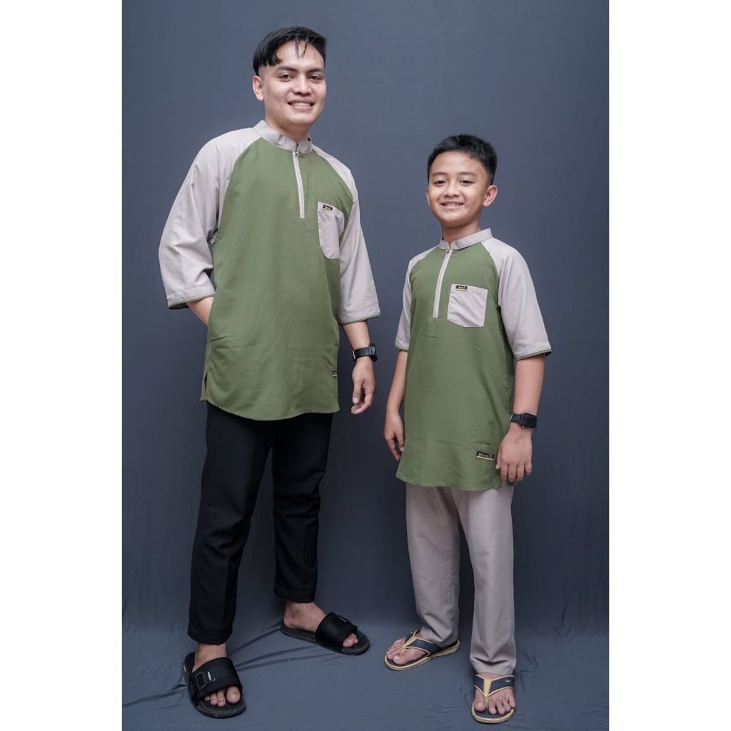 DIVES - Koko Kurta Couple Ayah dan Anak - Cotton Polymicro -  Army