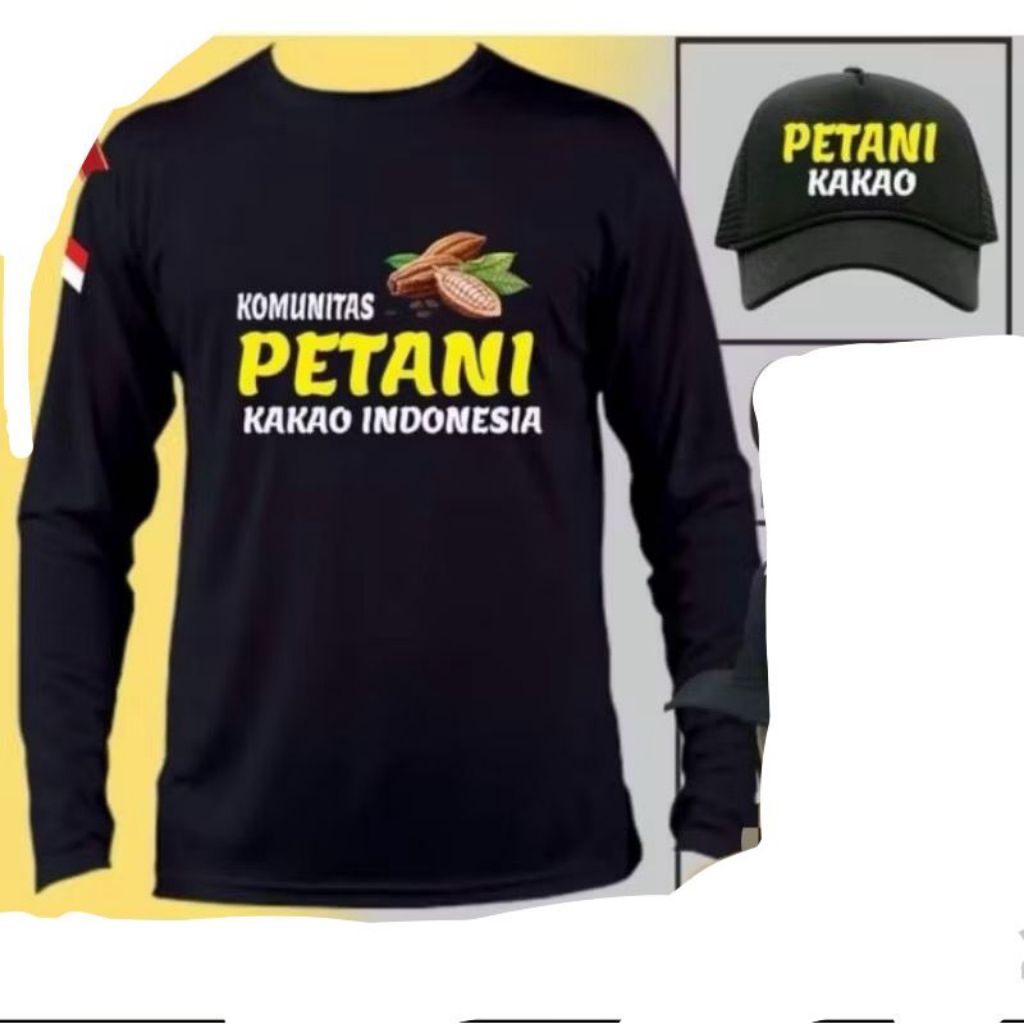 KAOS LENGAN PANJANG PETANI KAKAO BONUS TOPI