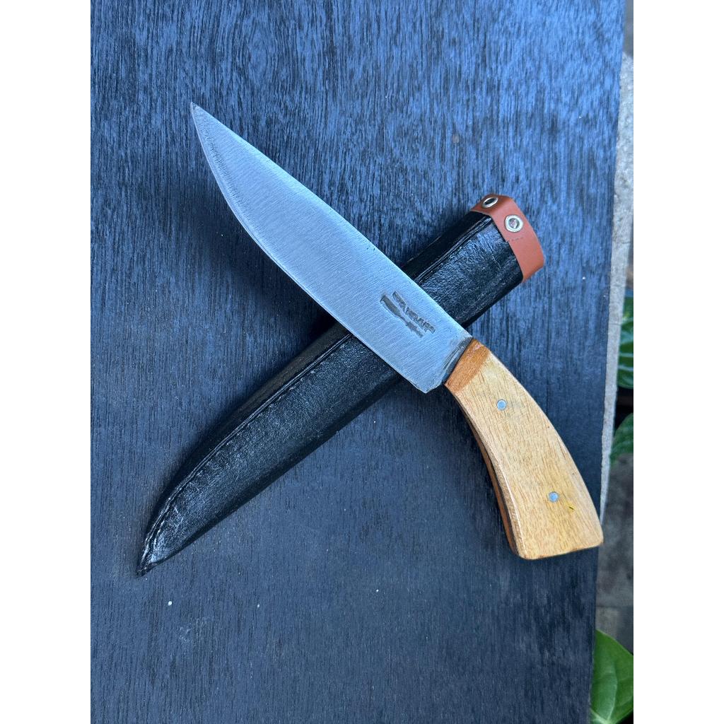 PISAU BAJA MERANJAT Gagang kayu Jati Bonus Sarung Kalep | Pisau Daging Iris Potong Memasak Sayur