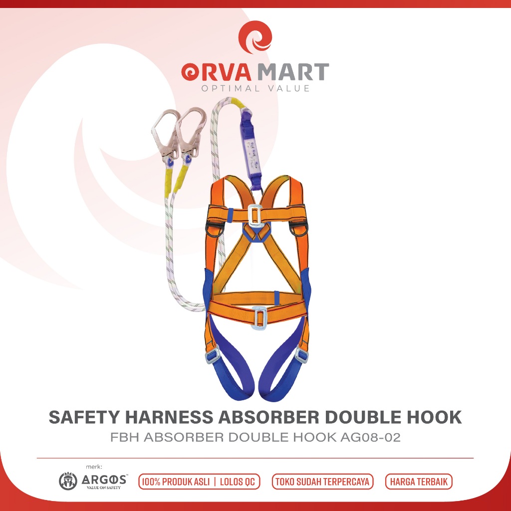 Safety Harness / Full Body Harness Shock Absorber Double Lanyard Big Hook AG08-02 ARGOS