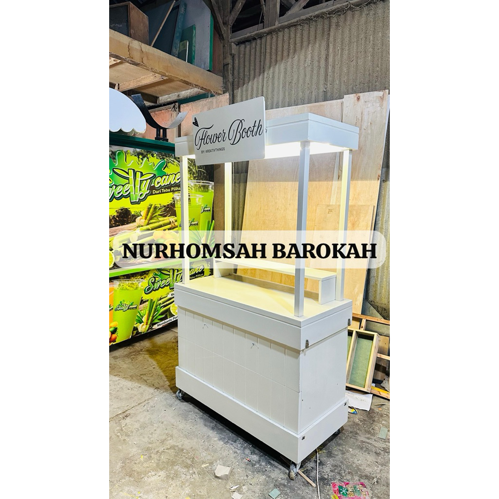 booth portable koper 100cm bahan multiplek super kombinasi kayu jati belanda, booth portable jualan