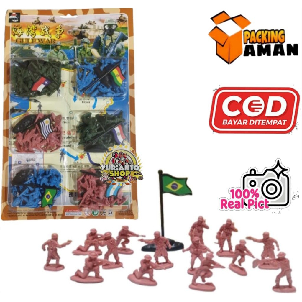 COD PROMO 320C PERLEMBAR  MAINAN MURAH ANAK FIGURE TENTARA + BENDERA NEGARA / MAINAN TENTARA