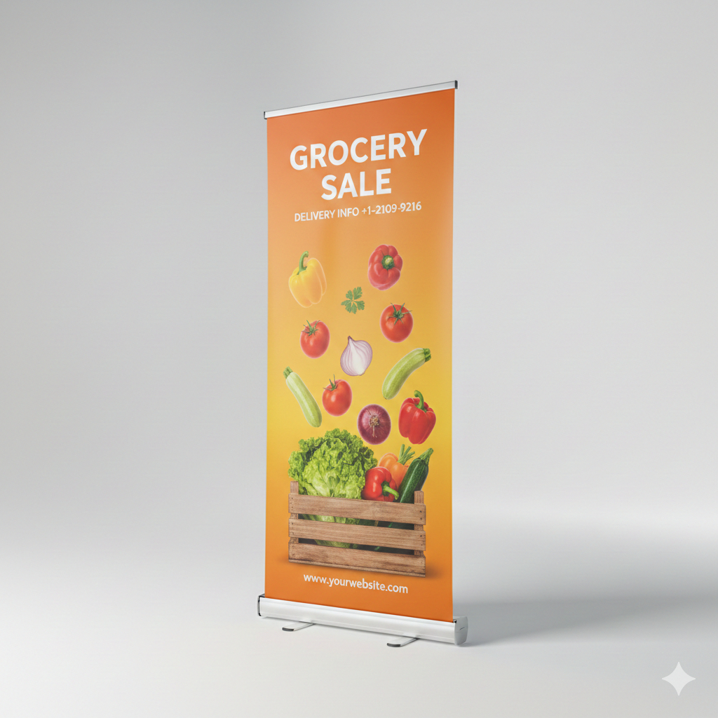 Roll Banner Stand Besi Indoor Outdoor 60x160 80x180 Anti Karat Tas