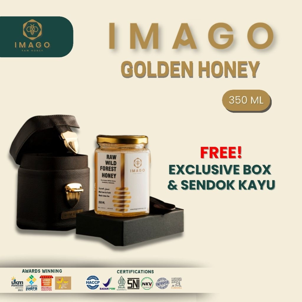 Imago Golden Honey (350 ML) - Madu Hutan Murni/ Madu Asli/ Murni/ Madu Kesehatan/ Madu Kental/ Madu 