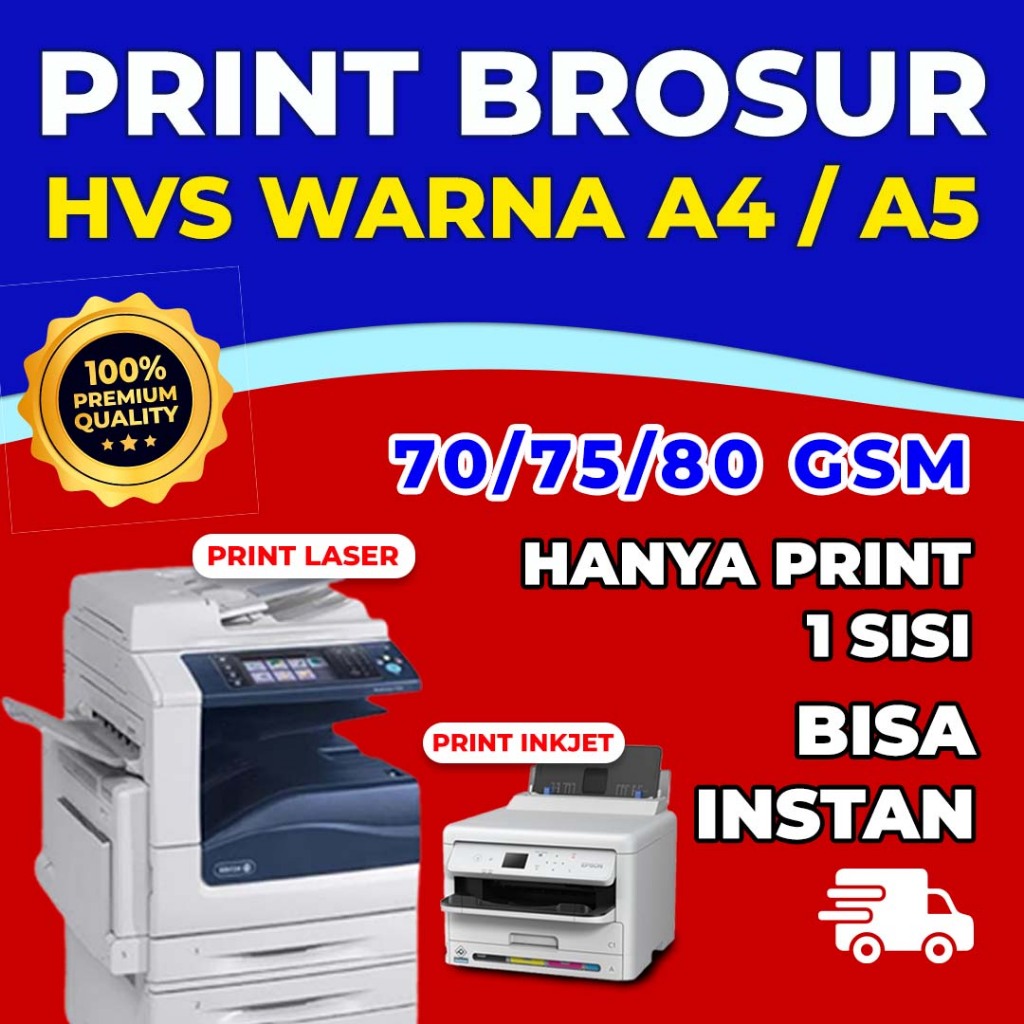 JASA PRINT 50 LEMBAR BROSUR HVS WARNA A4 / A5