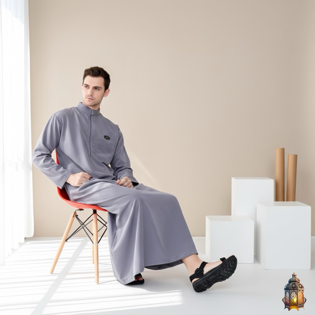 Jubah Slimfit Pria Gamis hitam Polos Jubah Saudi Jubah Pria Dewasa Gamis Pria Baju Muslim Katun Toyo
