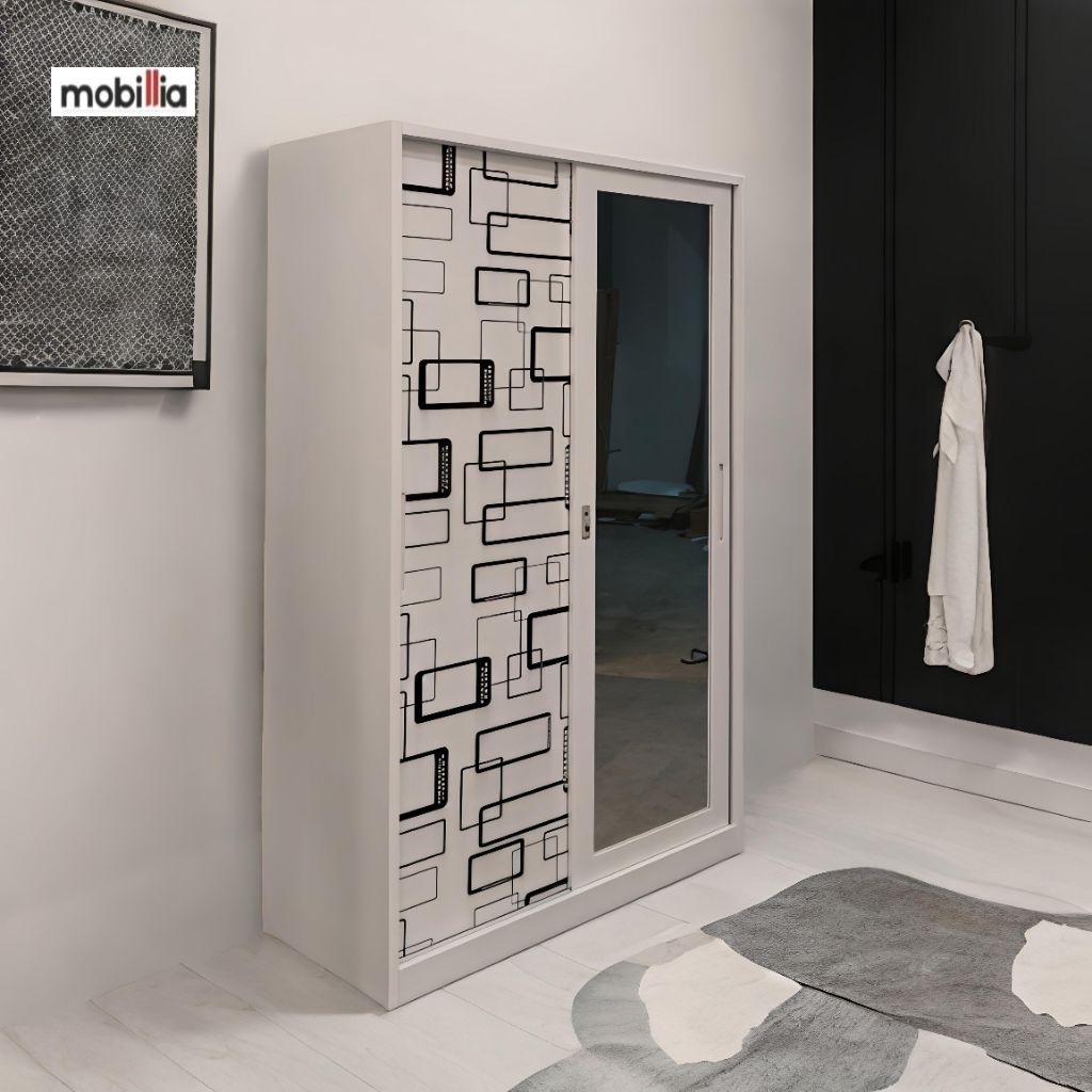 Lemari besi pakaian 2 pintu gamis 2 gantungan