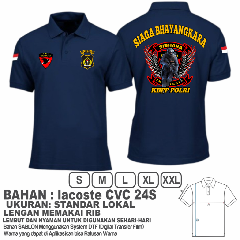 T-Shirt kerah kbpp polri lengan pendek terbaru/Baju Kaos kerah sibhara