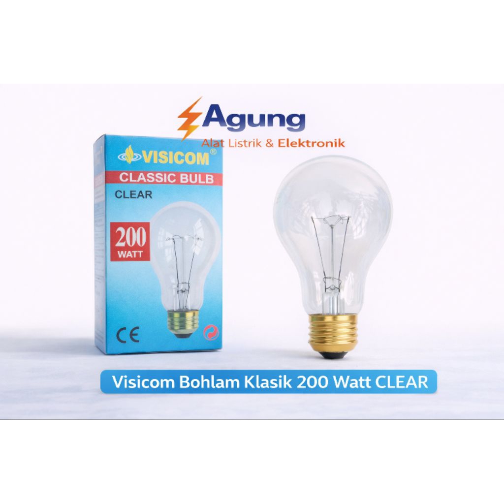 Lampu Bohlam VISICOM Classic Bulb 200 Watt – Clear