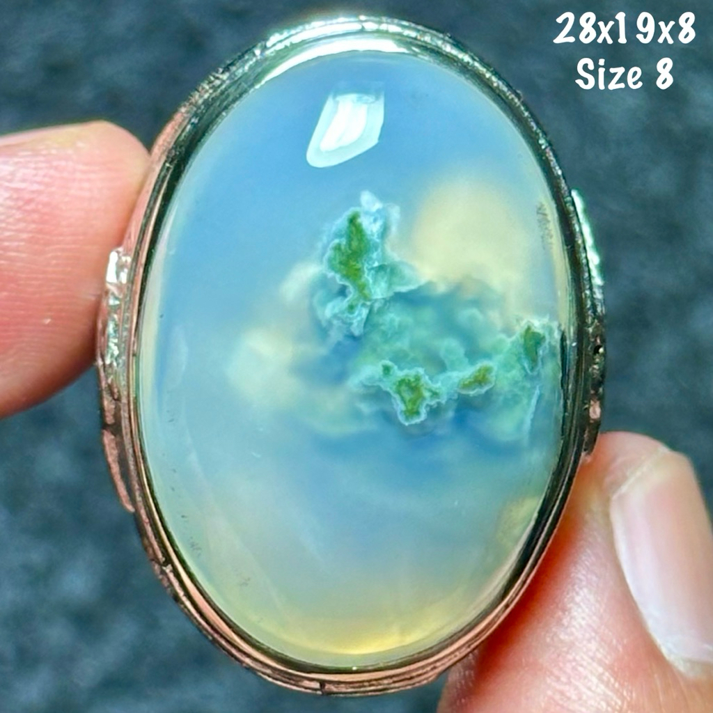 Cincin Batu Akik Natural Lumut Suliki Aquarium Jumbo Kristal (asli alam)