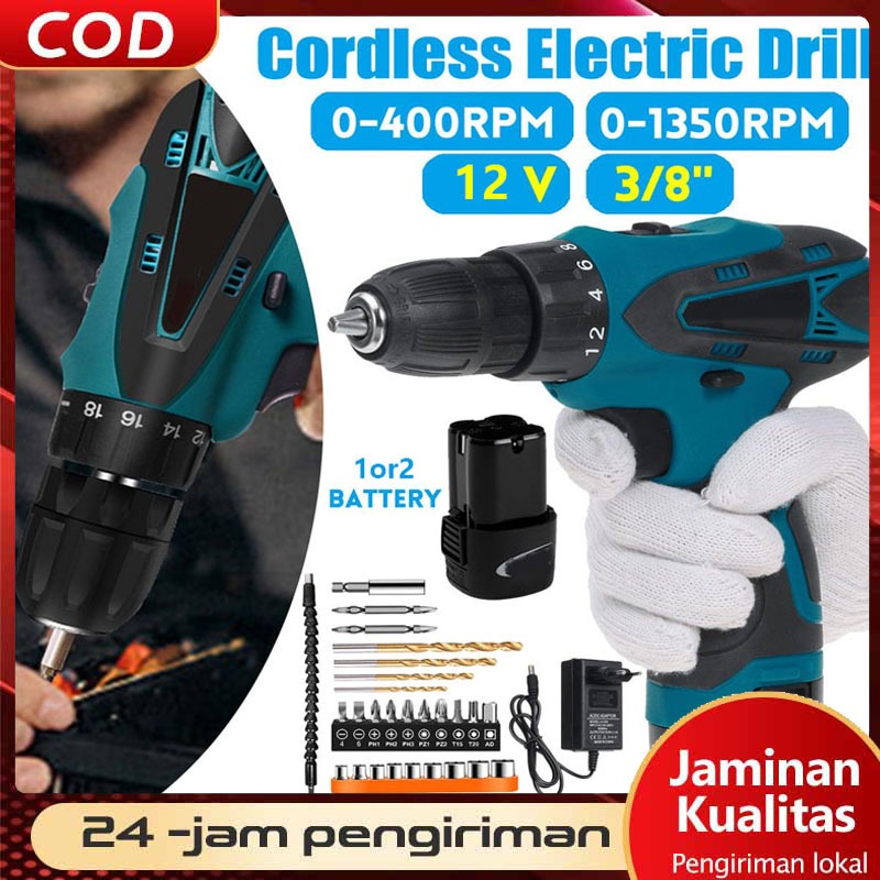 COD-Mesin Bor Baterai Tangan Cordless Drill 98V Cordless Impact Drill Bor baterai Bor