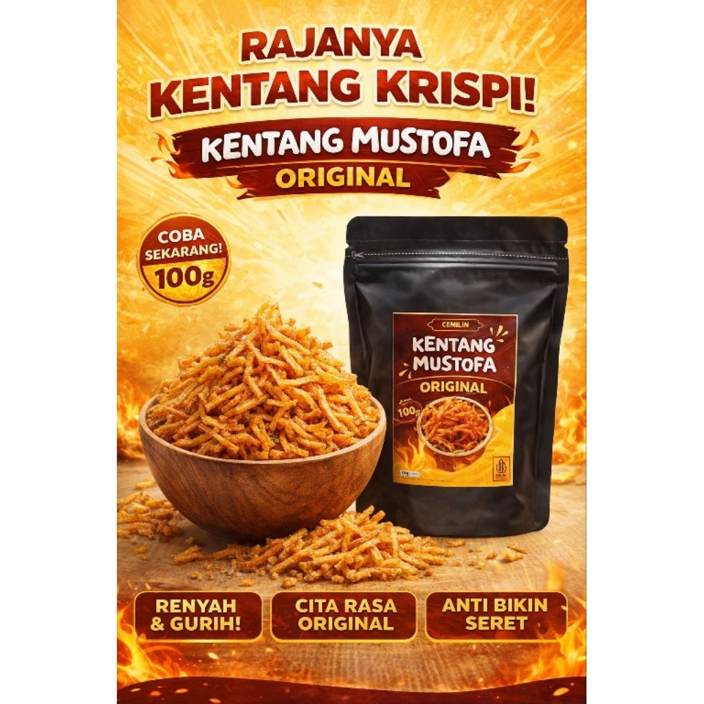 MULAI DARI 18.5K Cemilin kentang mustofa rasa original 100g kering kentang awet oleh-oleh jakarta te