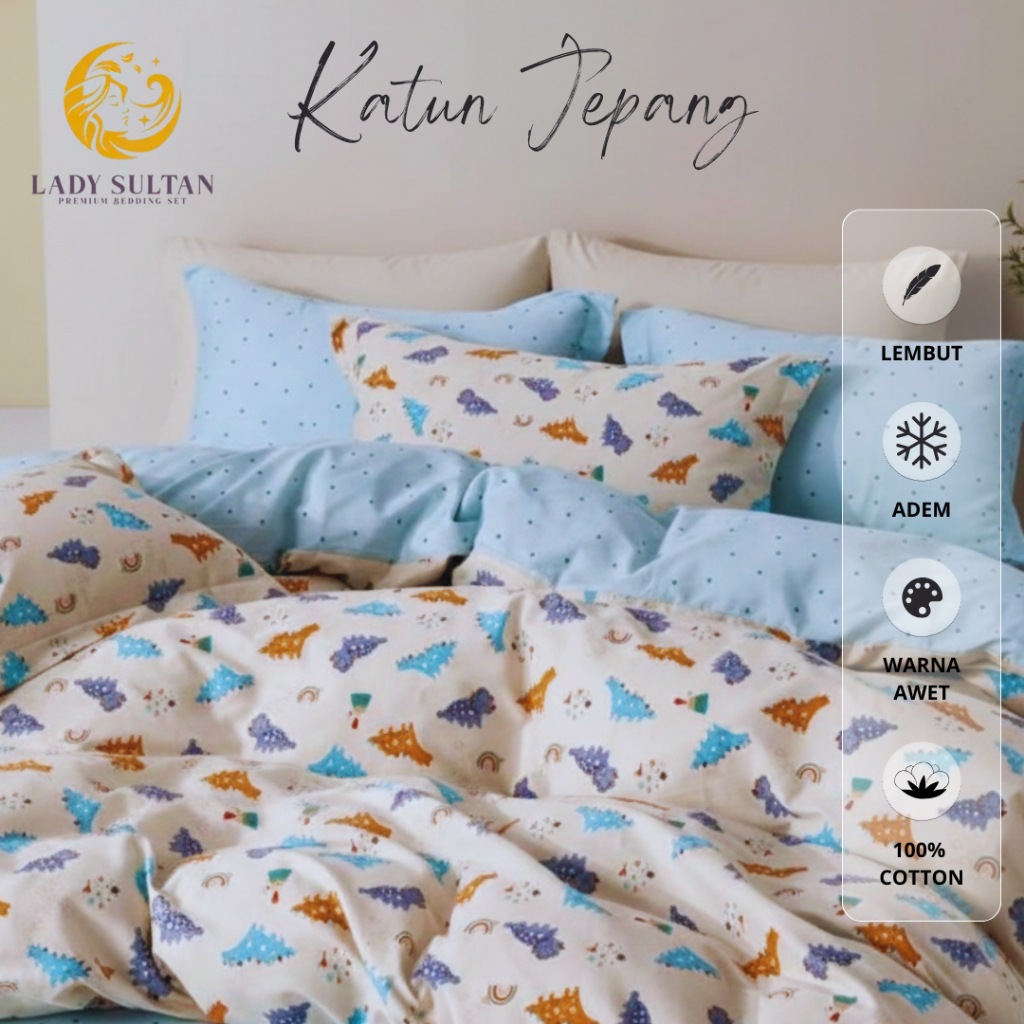 Lady Sultan Bedcover Set Katun Jepang Motif Dinosaurus Anak Premium