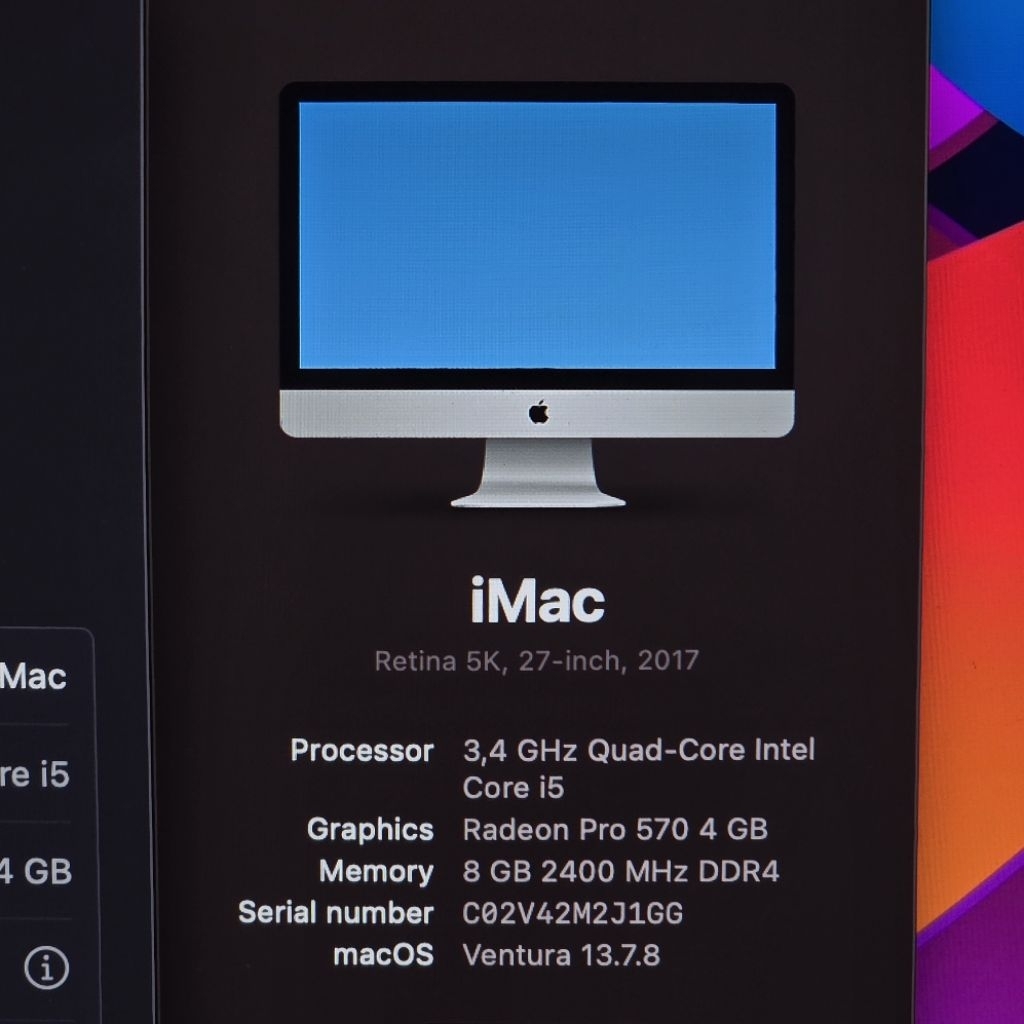 imac 27inch 5k 2017 i5 8gb Radeon pro 570 Layar besar