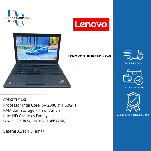 Jual laptop second Jual laptop murah laptop lenovo thinkpad x240 Core i5 gen 4 Ram 8gb ssd 256gb