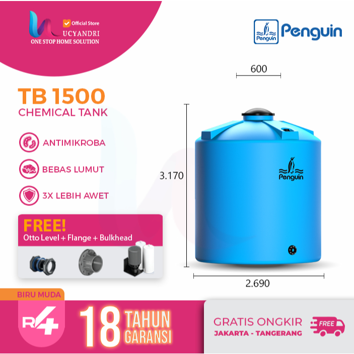 Tangki Air Penguin TB 1500 Kimia – Tandon Air Toren Air Chemical 1500 Liter